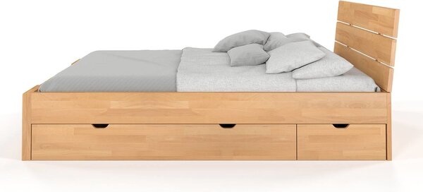 Buková postel s úložným prostorem - Arhus Drawers Odstín moření: Buk přírodní, Rozměr: 120x200