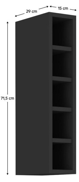 Horní kuchyňský regál Arikona Monzesa Sobera 15 G 72 OTW (černá)