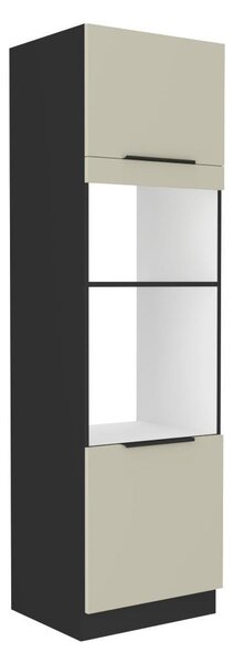 Vysoká skříňka na vestavnou troubu a mikrovlnnou troubu Arikona 60 DPM 210 2F (kašmír + černá). 1097070