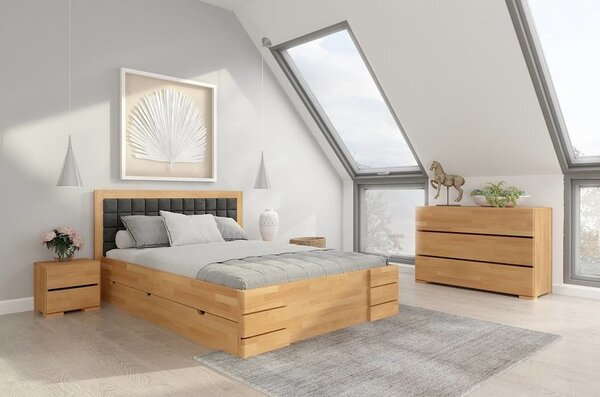 Buková postel s úložným prostorem - Gotland Drawers Čalounění postele: 2315, Odstín moření: Buk přírodní, Rozměr: 120x200