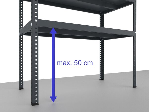 Šroubovaný regál na šanony Biedrax 75 x 100 x 250 cm, antracitový, 7 polic, nosnost 150 kg na polici
