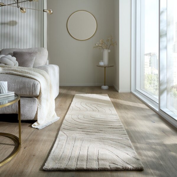 Krémový ručně tkaný vlněný běhoun 60x230 cm Mesmerise Natural – Flair Rugs