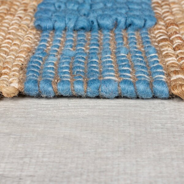 Ručně tkaný běhoun s příměsí juty v modro-přírodní barvě 60x230 cm Medina Jute – Flair Rugs