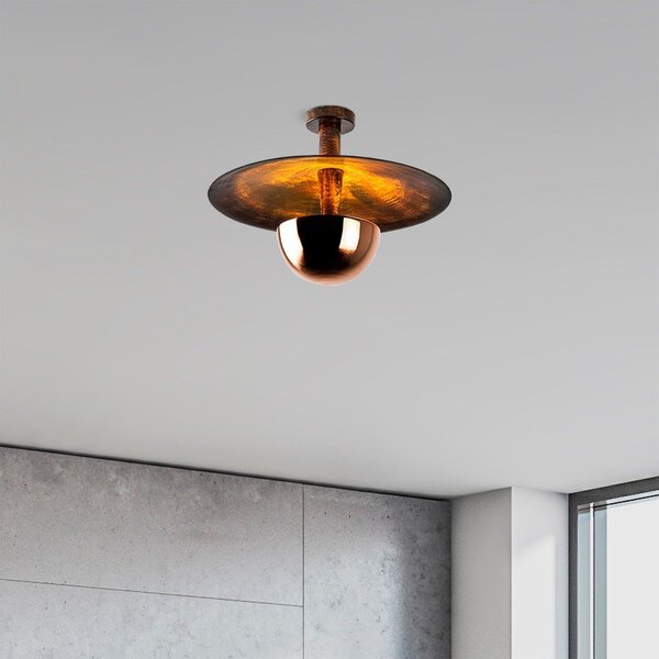 Stropní svítidlo v měděné barvě s kovovým stínidlem ø 48 cm Kurt – Opviq lights