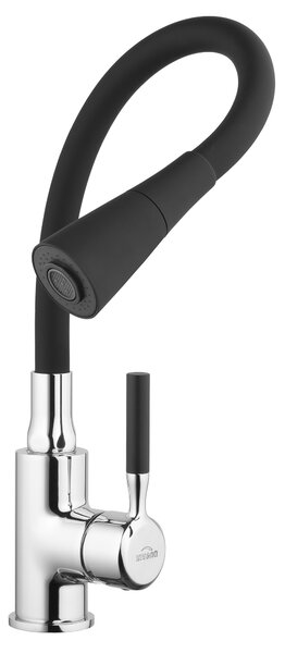 Invena Hula, vysoká dřezová baterie 2-funkční, černá-chromová, INV-BZ-85-L04-L