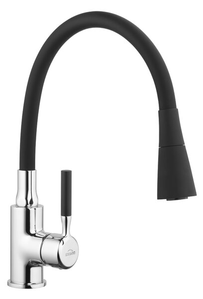 Invena Hula, vysoká dřezová baterie 2-funkční, černá-chromová, INV-BZ-85-L04-L