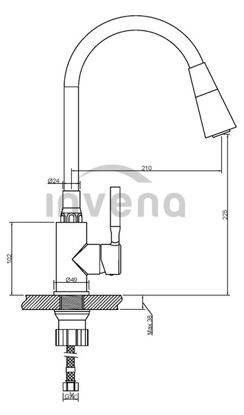 Invena Hula, vysoká dřezová baterie 2-funkční, béžová, INV-BZ-85-P03-L