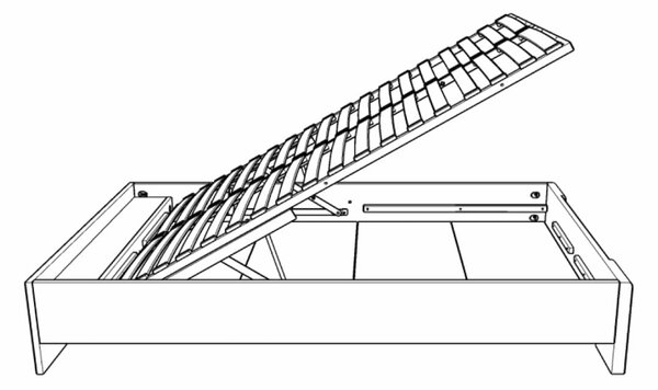 Prodloužená postel s úložným prostorem Bergman - buk Odstín moření: Ořech, Rozměr: 120x220