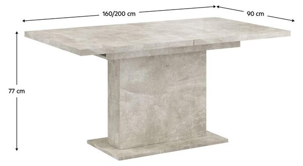 Rozkládací jídelní stůl Bovata (beton) (pro 6-8 osob)