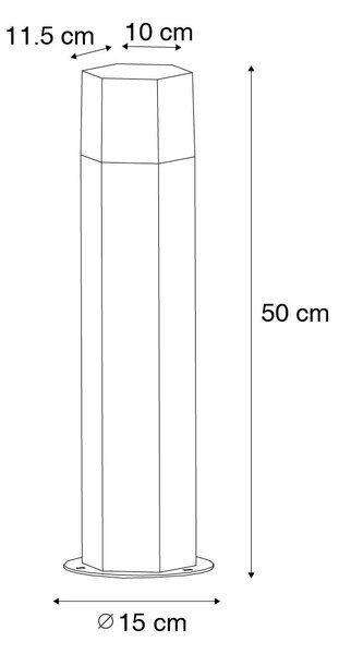 Venkovní stojací lampa černá s kouřovým stínítkem šestihranným 50 cm - Dánsko