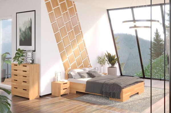 Zvýšená postel z masivu buk s úložným prostorem Spektrum 160x200 cm, Odstín moření: Bílá