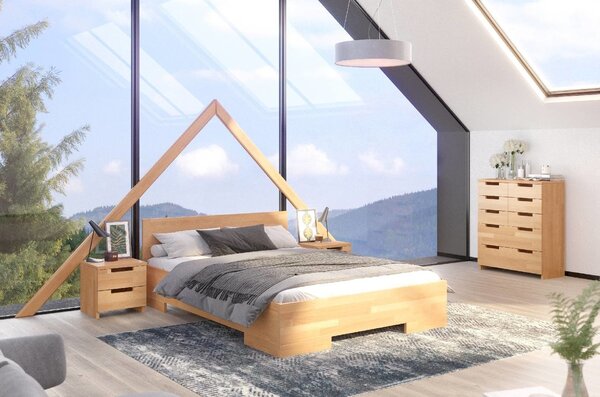 Zvýšená postel z masivu buk s úložným prostorem Spektrum 160x200 cm, Odstín moření: Bílá