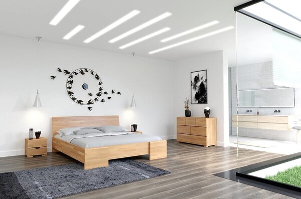 Zvýšená postel s úložným prostorem z masivu buk Hessler 160x200 cm, Odstín moření: Bílá
