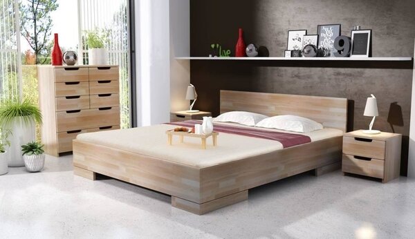 Zvýšená postel z masivu buk s úložným prostorem Spektrum 160x200 cm, Odstín moření: Bílá