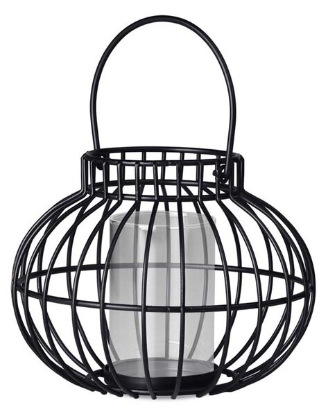 Drátěná kovová lampa - černá, 19,5 × 15,3 cm