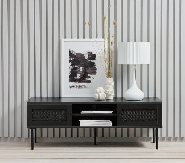 Černý TV stolek v dekoru dubu 120x43 cm Pensacola – Unique Furniture