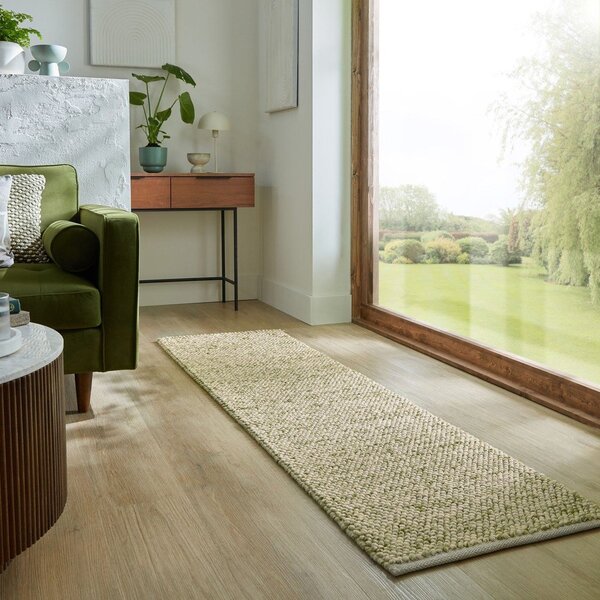 Khaki ručně tkaný běhoun s příměsí vlny 60x230 cm Minerals – Flair Rugs