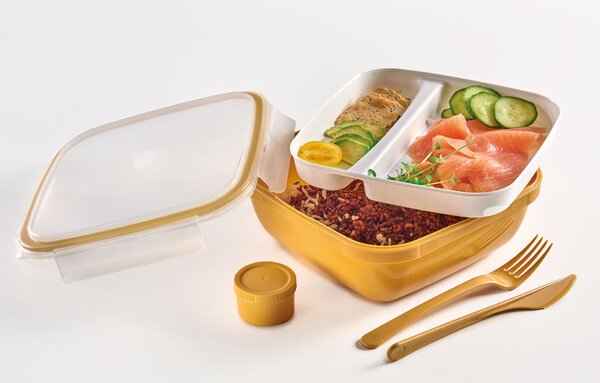 Snips Box na obědy Snipslock čtvercový s příborem 1,5l světlehnědý