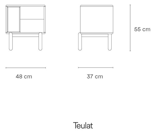 Tmavě šedý noční stolek Corvo - Teulat