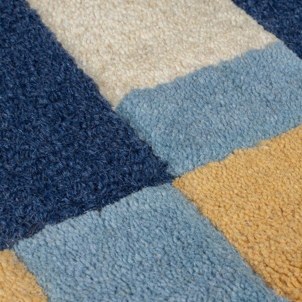 Modrý ručně tkaný vlněný běhoun 60x230 cm Kai Wool Border – Flair Rugs
