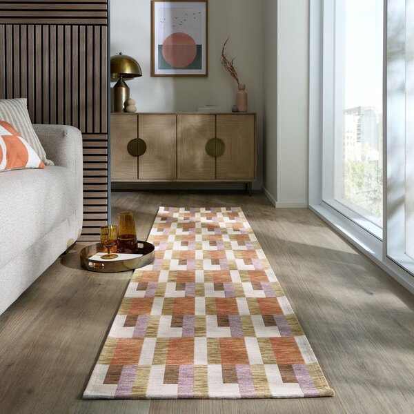Běhoun v oranžovo-přírodní barvě 60x230 cm Riley Block Geo – Flair Rugs