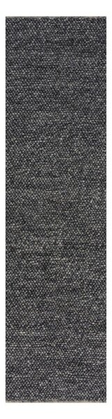Tmavě šedý ručně tkaný běhoun s příměsí vlny 60x230 cm Minerals – Flair Rugs