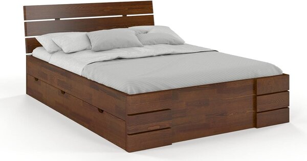 Postel s úložným prostorem - Sandemo Drawers - borovice Odstín moření: Palisander, Rozměr: 120x200