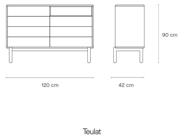 Tmavě šedá nízká komoda 120x90 cm Corvo - Teulat