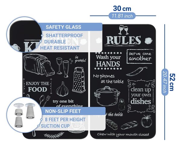 Kryty na sporák z tvrzeného skla v sadě 2 ks 52x30 cm Kitchen Rules – Maximex