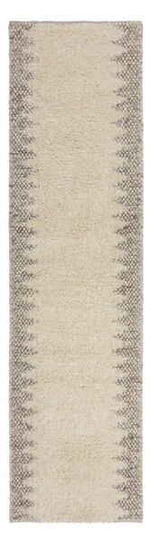 Krémový ručně tkaný běhoun s příměsí vlny 60x230 cm Minerals Border – Flair Rugs