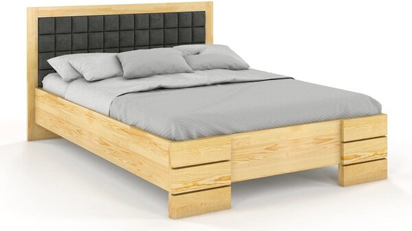 Zvýšená postel s čalouněným čelem - Gotland - borovice, , 160x200 cm