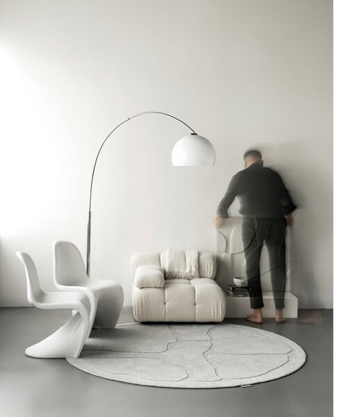 Světle šedý vlněný kulatý koberec ø 133 cm Morphic Organica – Agnella
