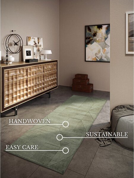Zelený ručně tkaný vlněný běhoun 80x250 cm Ursule – Villeroy&Boch