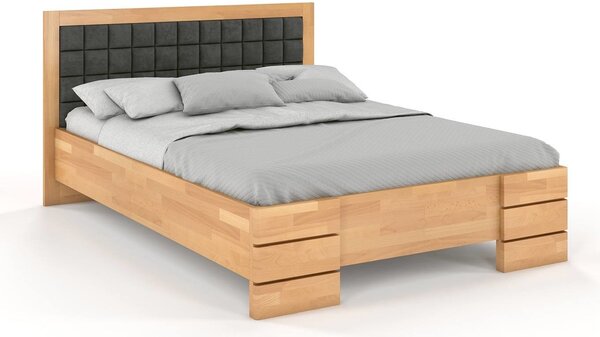 Buková postel s čalouněným čelem - Gotland - zvýšená, , 200x200 cm