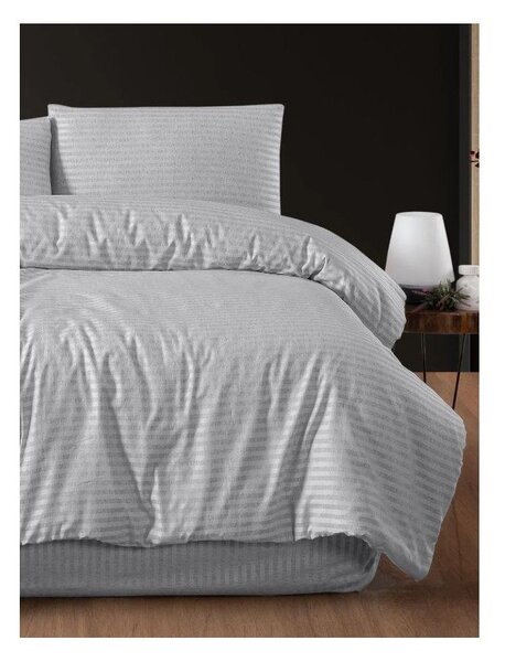 Světle šedé 4dílné prodloužené povlečení na dvoulůžko s prostěradlem 200x220 cm – Mila Home