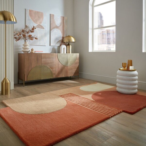 Ručně tkaný vlněný koberec v terakotové barvě 150x240 cm Lozenge Terracotta – Flair Rugs