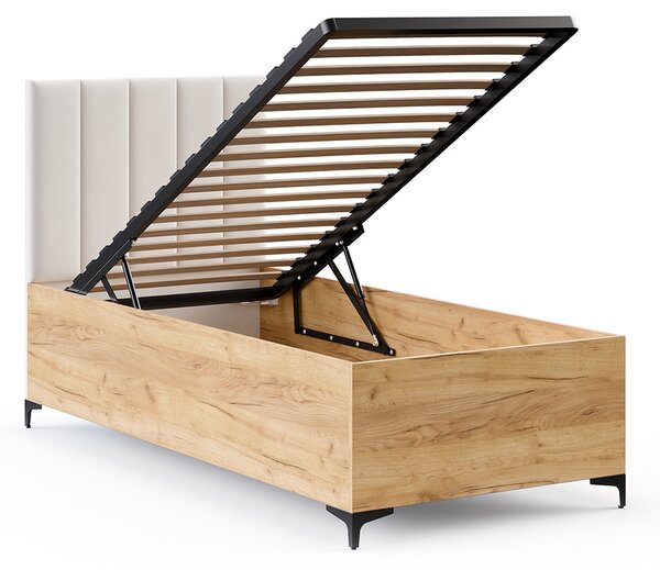 Postel SIERRA 90×200 s kovovým zdvižným roštem PARIS Dub Craft - Bílá