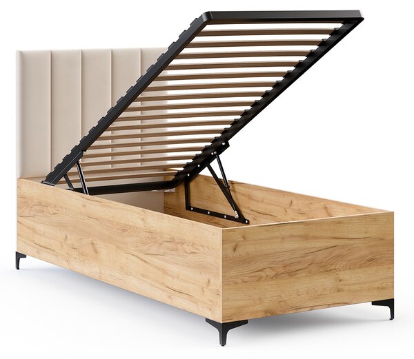 Postel SIERRA 90×200 s kovovým zdvižným roštem PARIS Dub Craft - Krémová