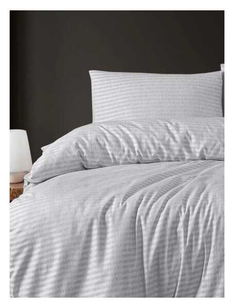 Světle šedé 4dílné prodloužené povlečení na dvoulůžko s prostěradlem 200x220 cm – Mila Home