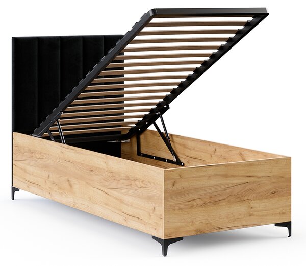 Postel SIERRA 90×200 s kovovým zdvižným roštem PARIS Dub Craft - Černá
