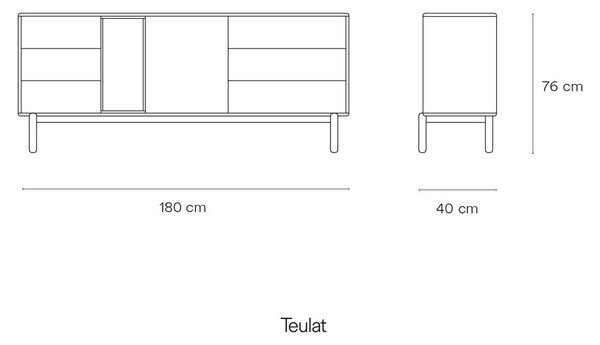 Tmavě šedá nízká komoda 180x76 cm Corvo - Teulat
