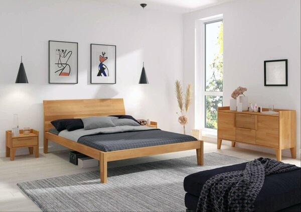 Buková postel Agava - zvýšená Odstín moření: Palisander, Rozměr: 120x200