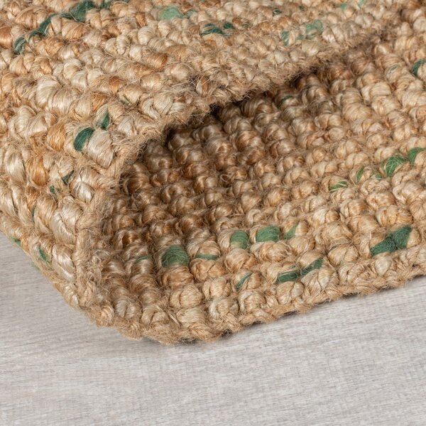 Oboustranný ručně tkaný jutový běhoun v zeleno-přírodní barvě 60x230 cm Jute Boucle Green – Flair Rugs