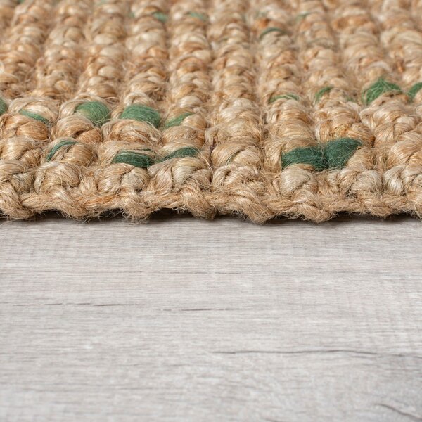 Oboustranný ručně tkaný jutový běhoun v zeleno-přírodní barvě 60x230 cm Jute Boucle Green – Flair Rugs