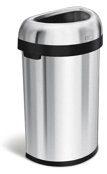 Odpadkový koš Simplehuman pro komerční využití 60 l, půlkulatý, otevřený, kartáčovaná ocel