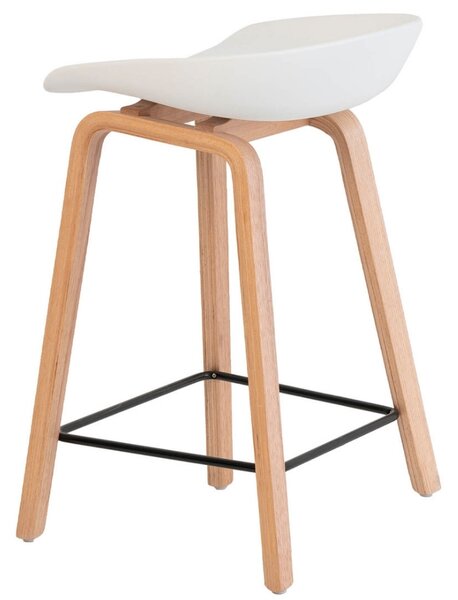 Bílá barová židle Somcasa Ruth s dřevěnou podnoží 74 cm