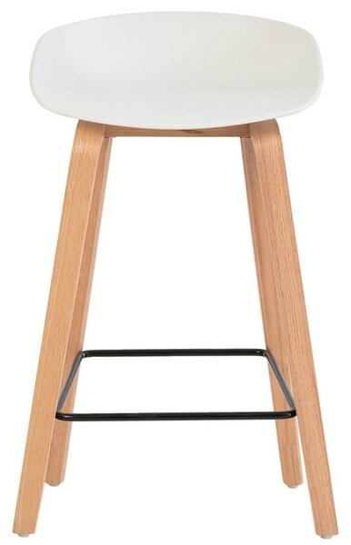 Bílá barová židle Somcasa Ruth s dřevěnou podnoží 74 cm