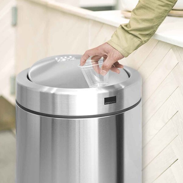Odpadkový koš Simplehuman do komerčních prostor 55 l, houpací víko, kartáčovaná nerez ocel