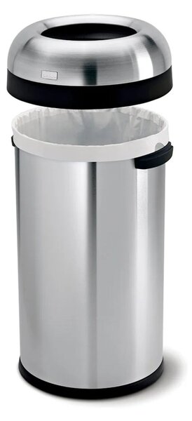Odpadkový koš Simplehuman do komerčních prostor – 60 l, kulatý, otevřený, matná nerez ocel