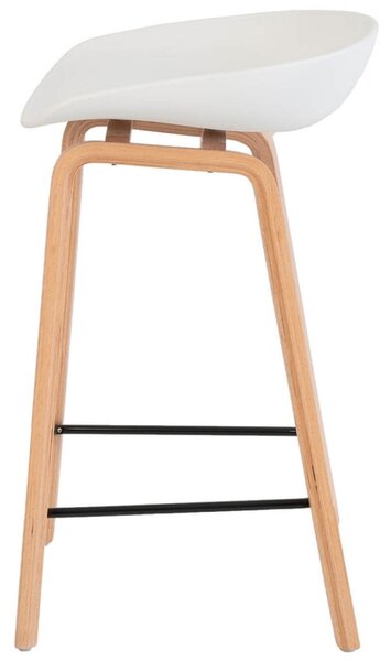 Bílá barová židle Somcasa Ruth s dřevěnou podnoží 74 cm